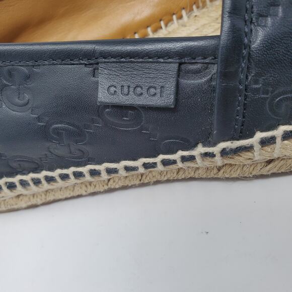 Gucci Signature Guccissima Leather Pilar Espadrille Flats Black Size 37.5 US 7.5 - Picture 10 of 13